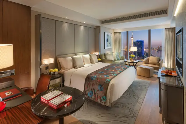 <p>A room at the Mandarin Oriental Pudong</p>